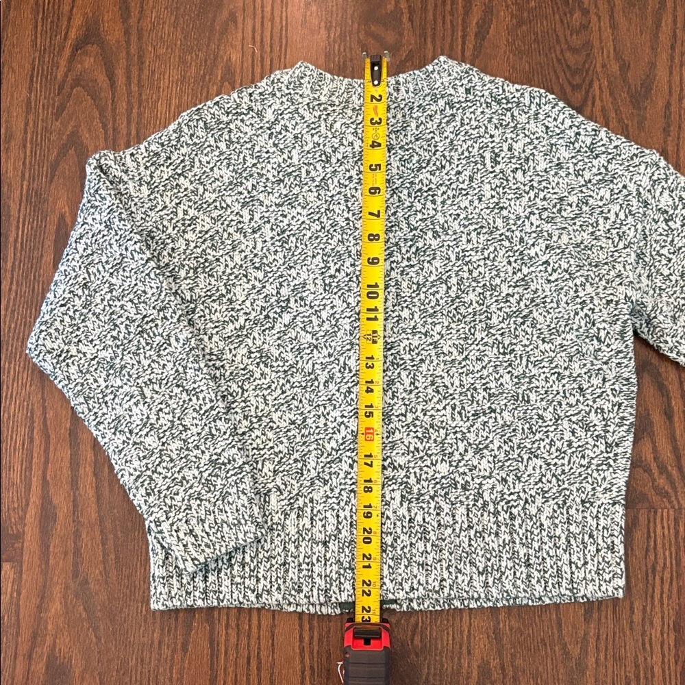 NWT Talbots Forest Green and White Knit Sweater Zipper Front Large - Picture 7 of 9